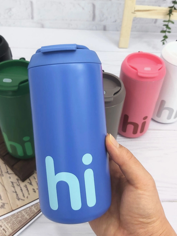 تراول ماگ وارداتی آسان نوش طرح hi رنگ آبی