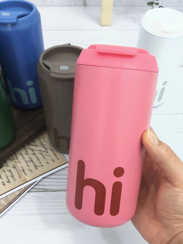 تراول ماگ صوزتی دو جداره طرح hi