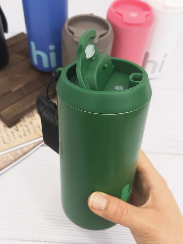 درب فشاری آسان نوش تراول ماگ دو جداره hi رنگ سبز