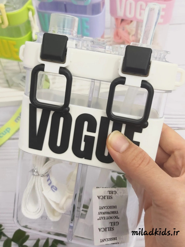 درب دکمه فشاری قفل دار قمقمه کودک دو مخزنه دو حالته رنگ سفید