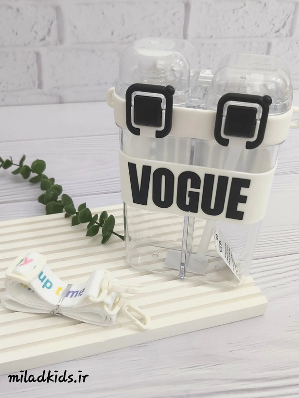 قمقمه بچگانه دو حالته دو مخزنه طرح ووگ با بند بلند پارچه ای