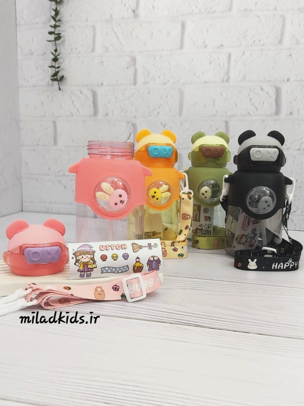 درب پیچی واشر دار قمقمه پلاستیکی با بند بلند پارچه ای قابل تنظیم