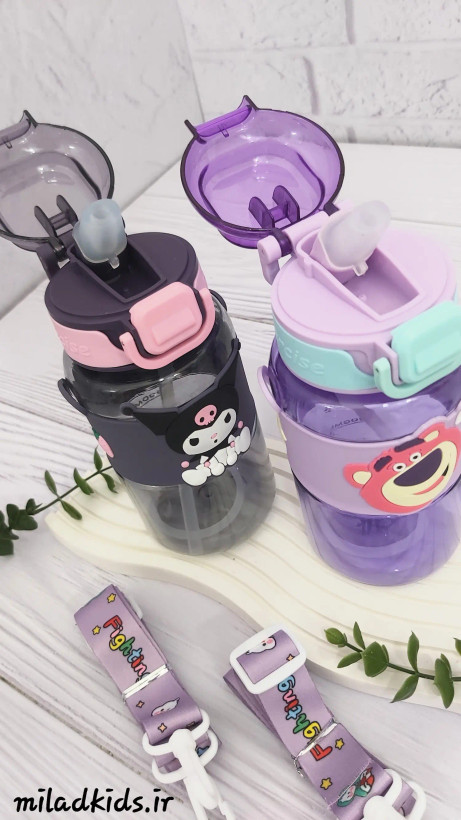 قمقمه دور سیلیکونی طرح کرومی و خرس لاتسو با لبی سیلیکونی آسان نوش