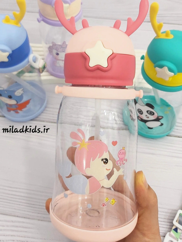 قمقمه کودک شاخ گوزنی رنگ صورتی