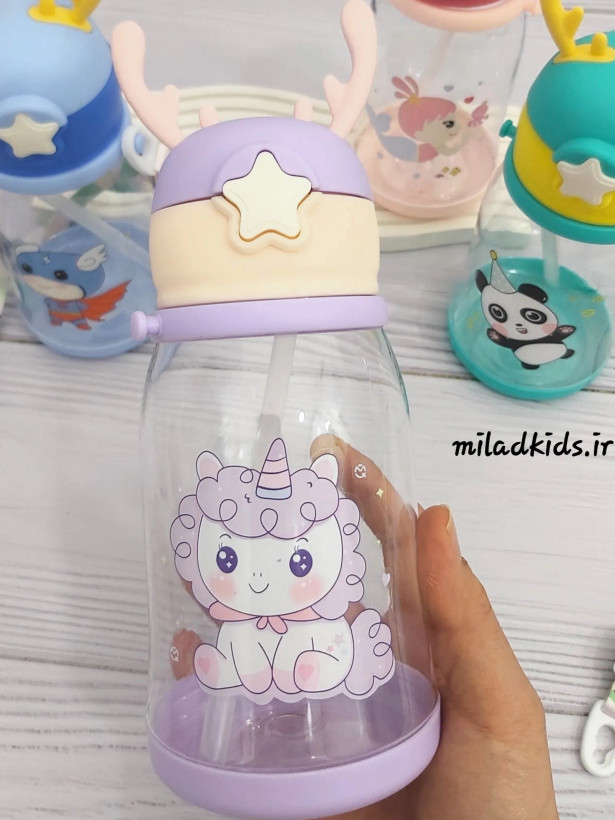 قمقمه کودک شاخ گوزنی رنگ یاسی