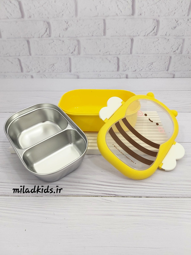 ظرف غذای مدل زنبور قسمت داخلی استیل و درب جدا از هم