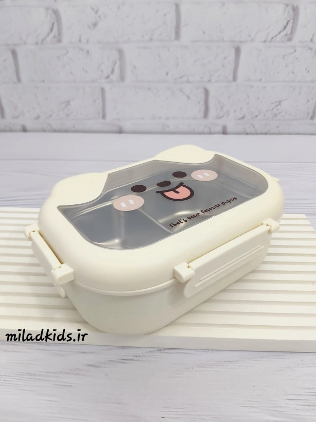 ظرف غذای کودک داخل استیل طرح پاپی از نمای نیمرخ