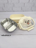 ظرف غذای کودک داخل استیل طرح پاپی ظرف استیل و درب جدا شده