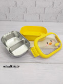 ظرف غذای کودک داخل استیل طرح جوجه-ظرف استیل و درب جدا شده