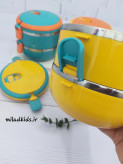قفل ظرف غذای دوطبقه داخل استیل رنگ زرد