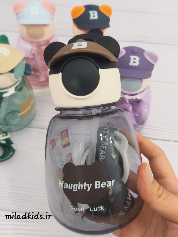 قمقمه فانتزی بچگانه خرسی Naughty bear با کلاه بیسبال رنگ مشکی