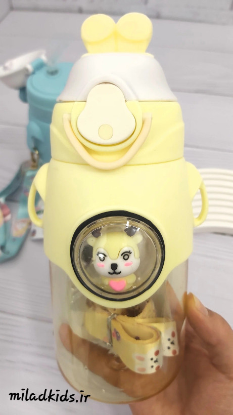 قمقمه خرگوشی نی دار حجم 500 میلی لیتر رنگ زرد