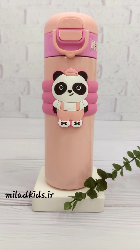 تراول ماگ دو حالته داخل استیل فانتزی طرح پاندا رنگ صورتی