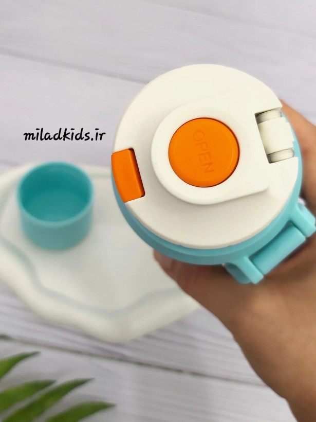 دکمه فشاری جهت باز شدن درب فلاسک فانتزی کودک استیل پاستیلی عروسکی happiness