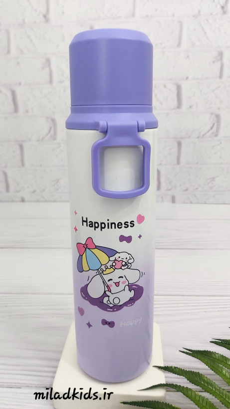 فلاسک فانتزی کودک استیل پاستیلی عروسکی happiness رنگ بنفش