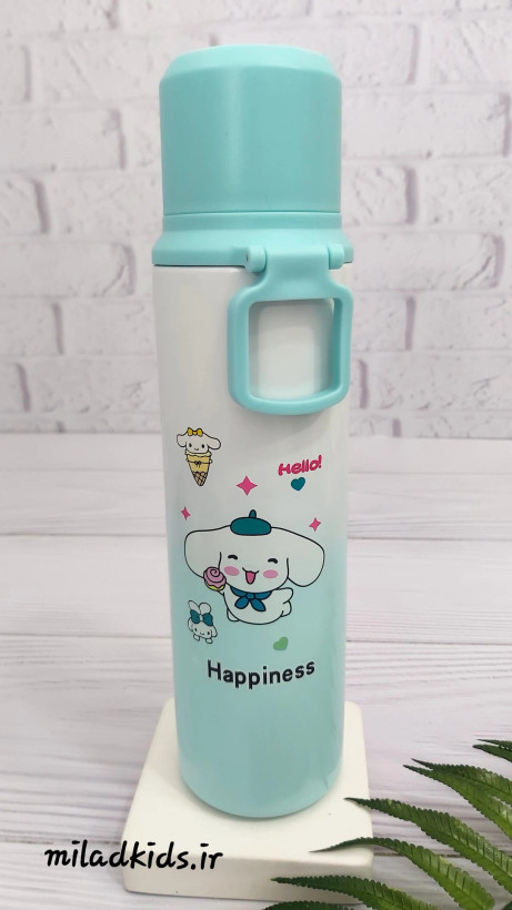 فلاسک فانتزی کودک استیل پاستیلی عروسکی happiness رنگ آبی