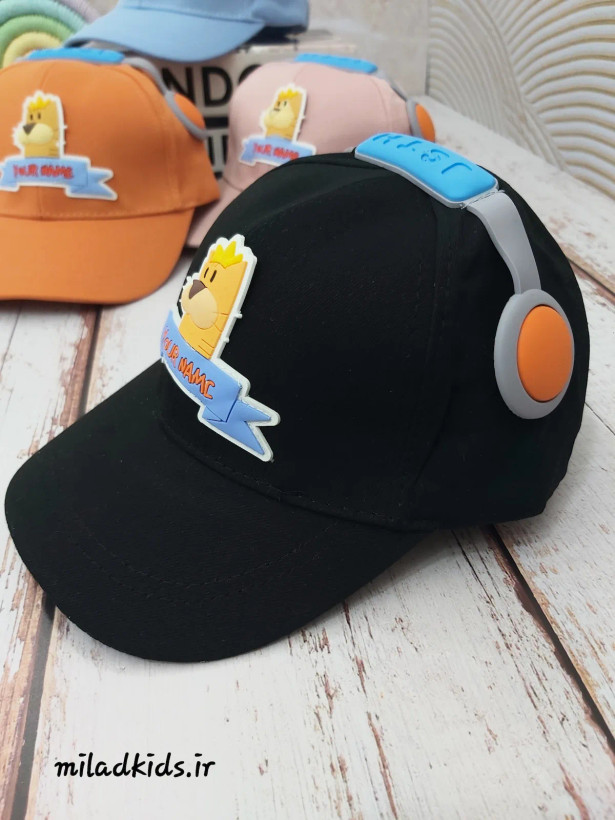 کلاه کتان وارداتی بچگانه کپ مدل هدفونی رنگ مشکی