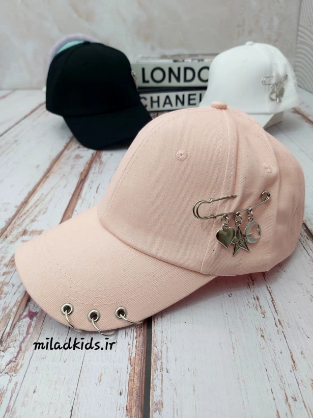 کلاه بیسبالی دخترانه کتان پرسینگ دار حلقه ای رنگ صورتی
