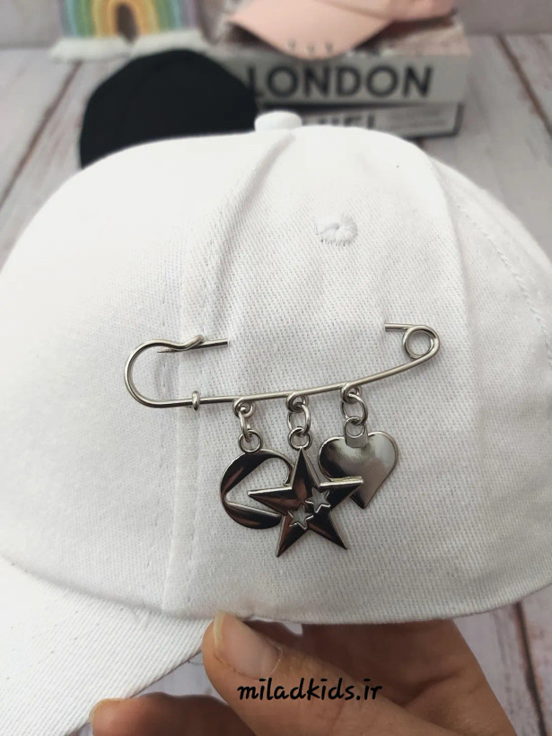 سنجاق قفلی آویز دار قلب و ستاره سمت چپ کلاه نقاب دار کتان دخترانه پرسینگ دار حلقه ای