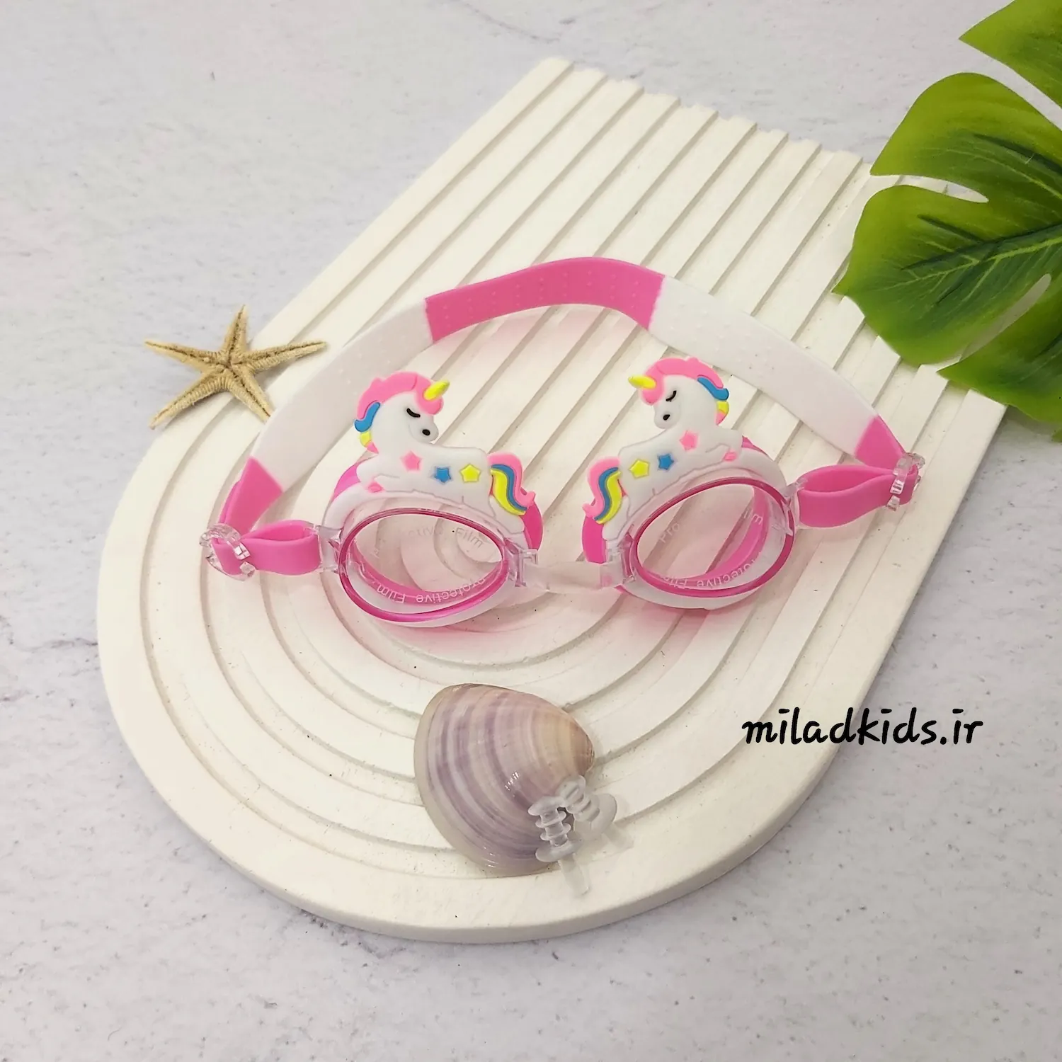 عینک شنای بچه گانه SAINTEVE ضدبخار با محافظ یو وی طرح فانتزی تک شاخ