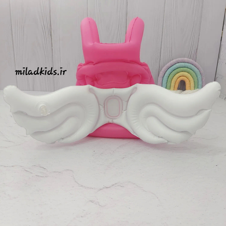 نمای پشت جلیقه شنا بادی کودک مدل بال دار رنگ صورتی