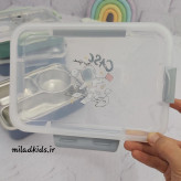 درب واشر دار ظرف غذای داخل استیل سه قسمتی طرح فضانورد