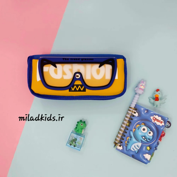 جامدادی بچگانه فانتزی دو زیپ عینکی