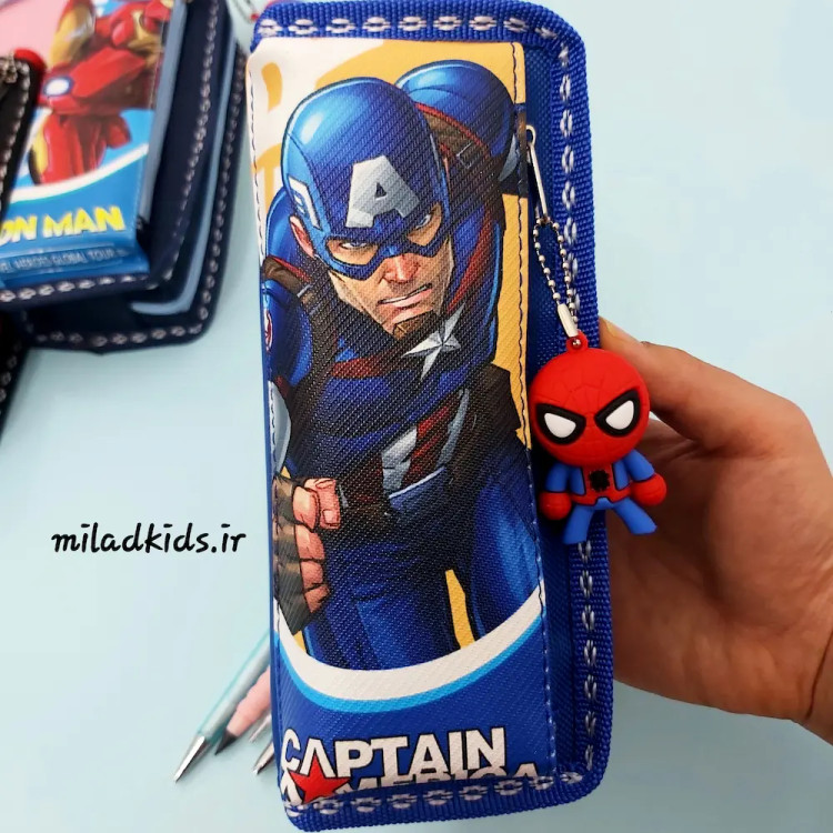 جامدادی بچه گانه دو زیپ طرح کاپیتان آمریکا-CAPTAIN AMERICA
