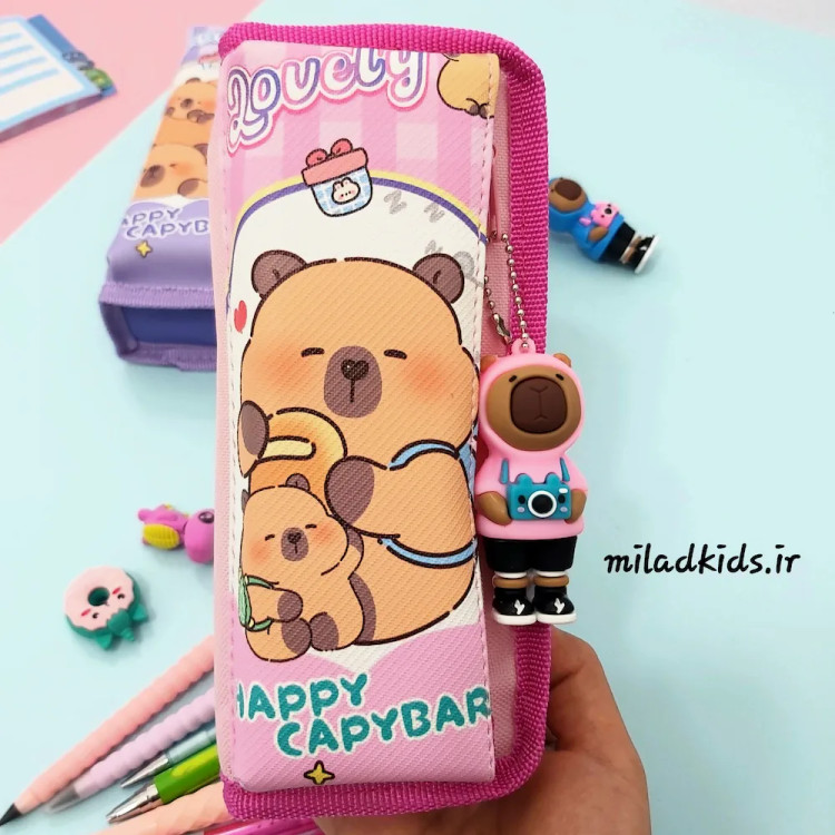 جامدادی دو جیب کاپی بارا رنگ صورتی