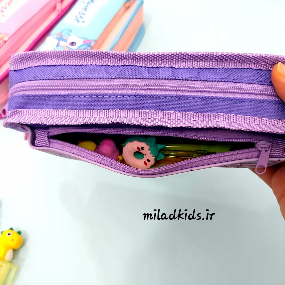 فضای داخلی زیپ کوچک جامدادی بچگانه یونیکورنی قفل دار