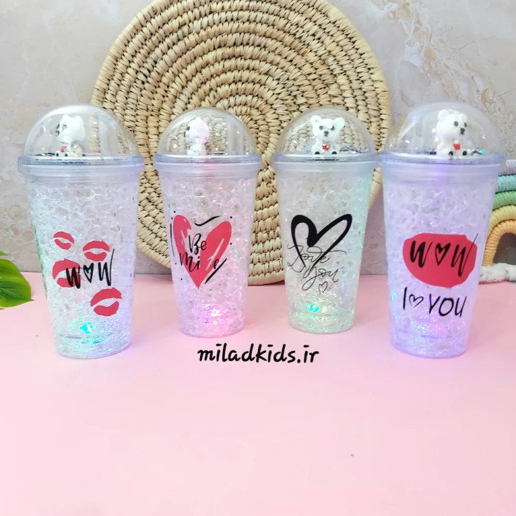 ماگ اسموتی دو جداره چراغدار سیلیکا ژلی با چراغ روشن