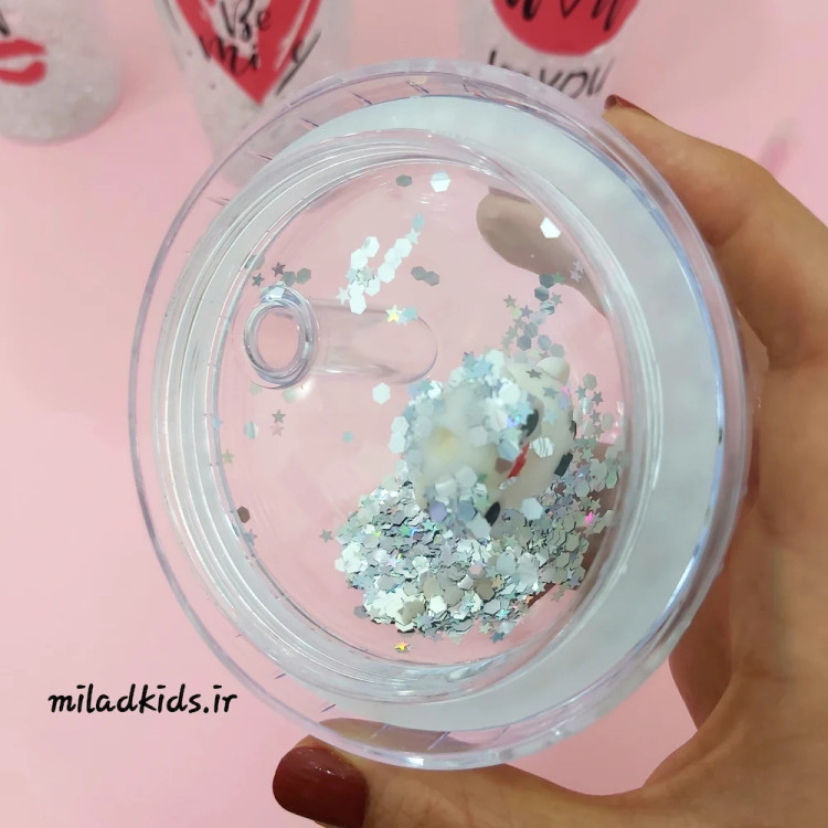 درب واشر دار بدون نشتی ماگ اسموتی دو جداره ژلدار چراغدار طرح LOVE