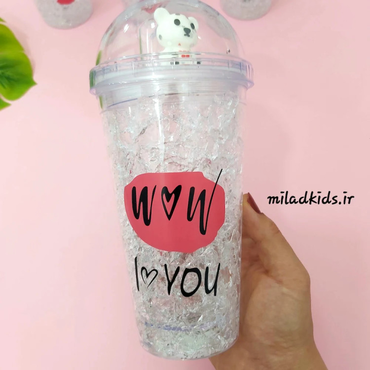 ماگ اسموتی دوجداره ژل دار چراغ دار طرح قلب(LOVE)