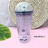 ماگ اسموتی درب خمره ای ژلدار چراغدار طرح فضانورد رنگ یاسی