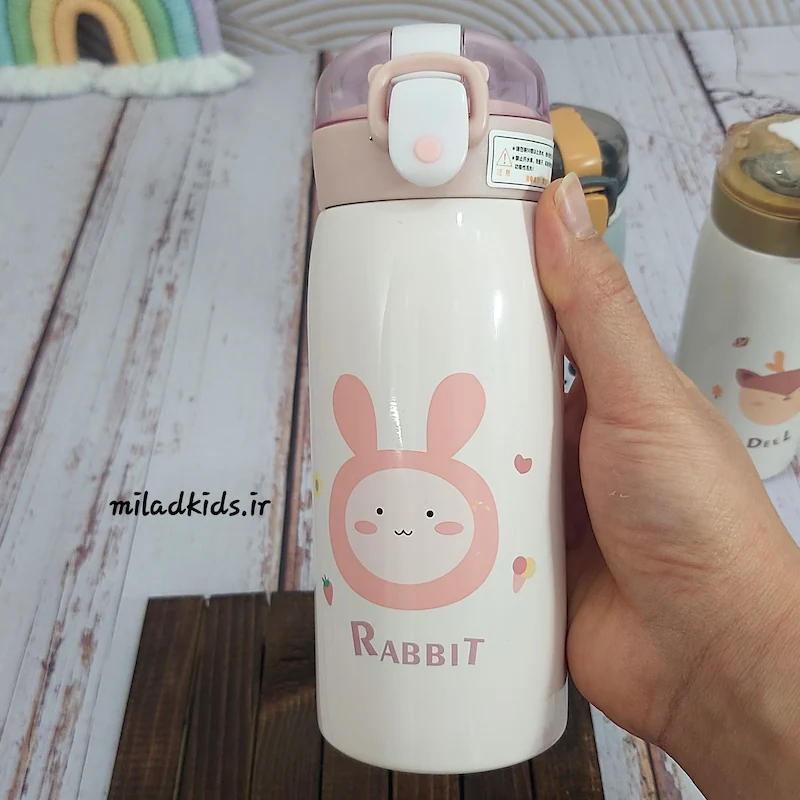 مینی فلاسک استیل نی دار طرح حیوانات