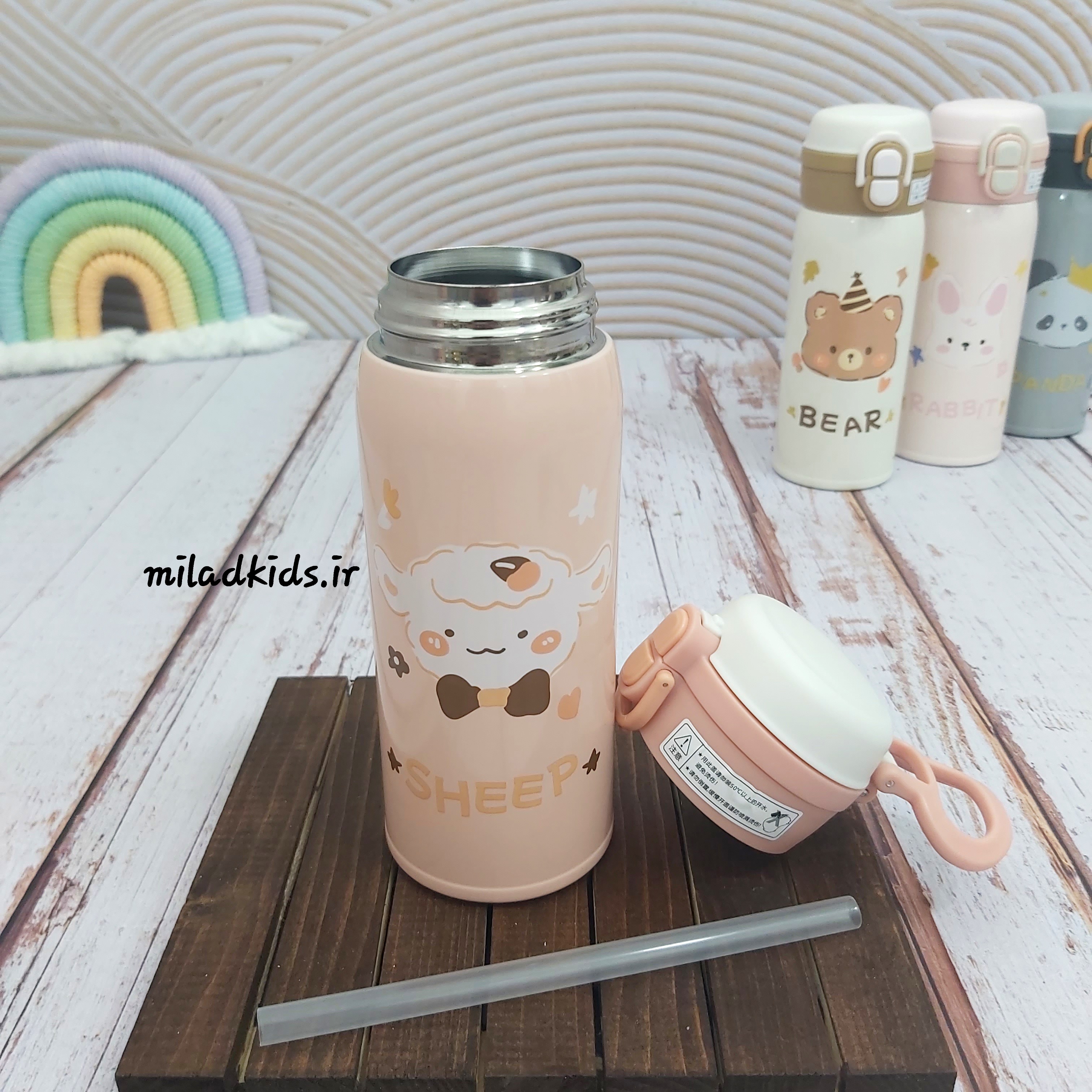 درب پیجی و نی تراول ماگ دو حالته نی نوش و آسان نوش طرح حیوانات