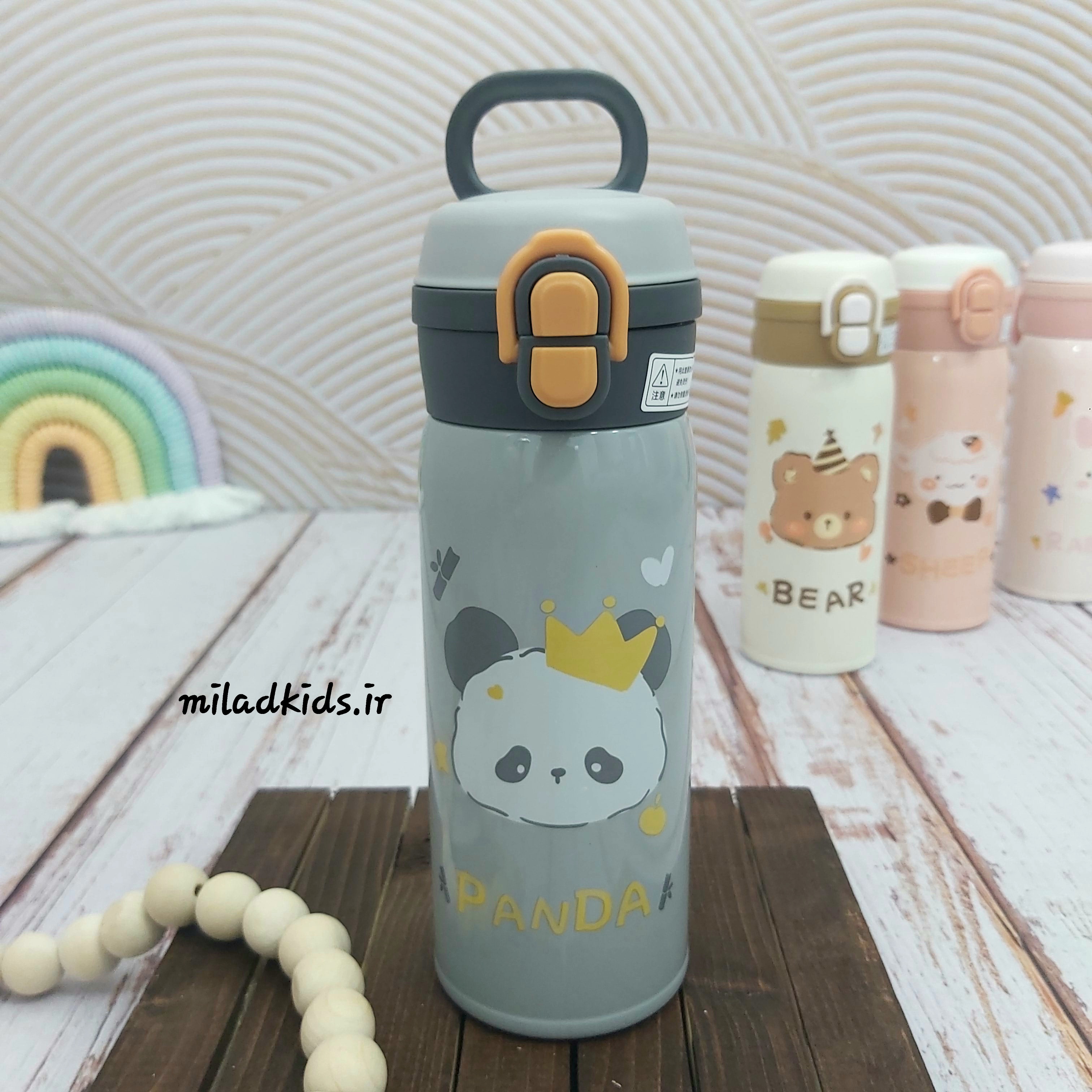 تراول ماگ استیل نی دار و آسان نوش طرح پاندا PANDA با دسته پلاستیکی