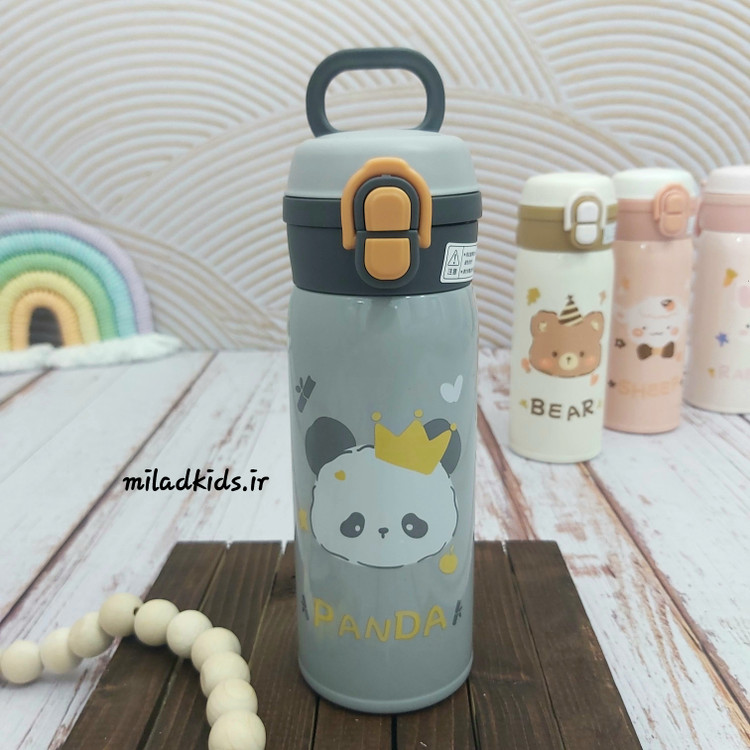 تراول ماگ استیل نی دار و آسان نوش طرح پاندا PANDA با دسته پلاستیکی