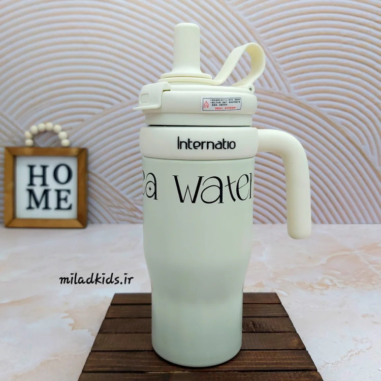 تراول ماگ تامبلر دسته دار دو جداره نی دار و آسان نوش رنگ سفید