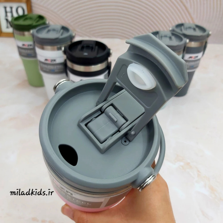 لبی آسان نوش تراول ماگ دوحالته دسته دار طرح استنلی برند AMSZM