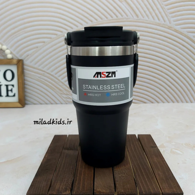 تراول ماگ سطلی دسته دار دو حالته AMSZM رنگ مشکی