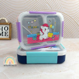 ظرف غذای کودک داخل استیل دو قسمتی واشر دار طرح اسب بال دار