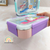 قفل بزرگ و کوچک درب ظرف غذای بچه گانه داخل استیل واشر دار