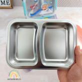 استیل جداشونده ظرف غذا کودک دو بخشی واشر دار