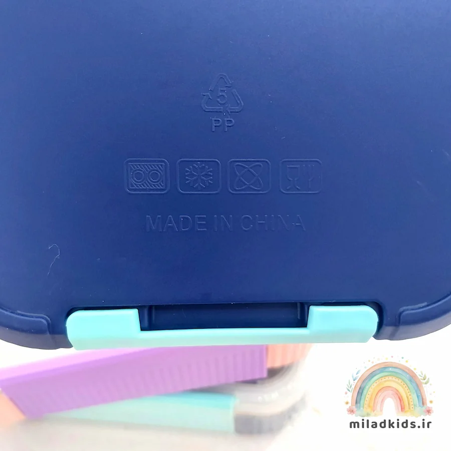 جنس پروپیلن PP ثبت شده روی بدنه ظرف غذا کودک دو قسمتی واشر دار