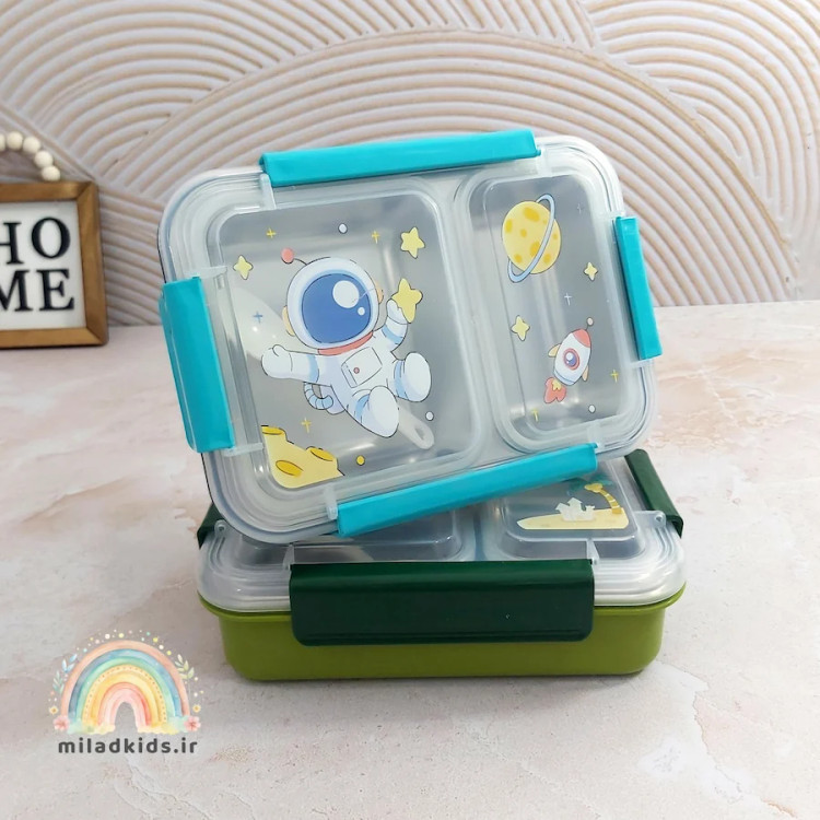 ظرف غذا طرح فضانورد داخل استیل دو قسمتی واشر دار