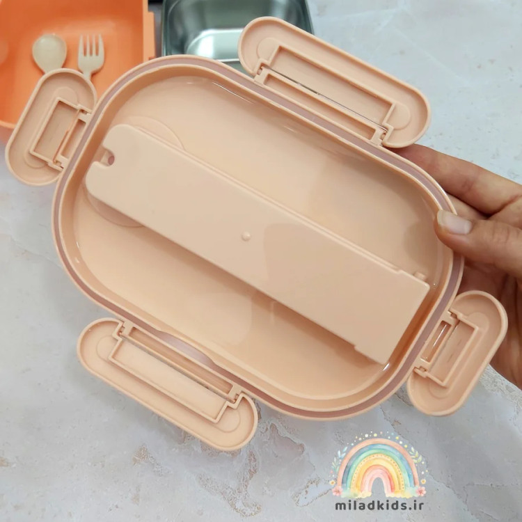 درب واشر دار ظرف غذا پلاستیکی داخل استیل وارداتی رنگ گلبهی