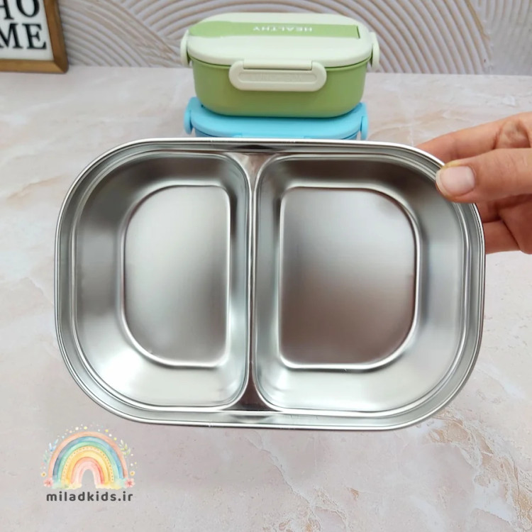 استیل ضد زنگ دو قسمتی ظرف غذا جا دار وارداتی