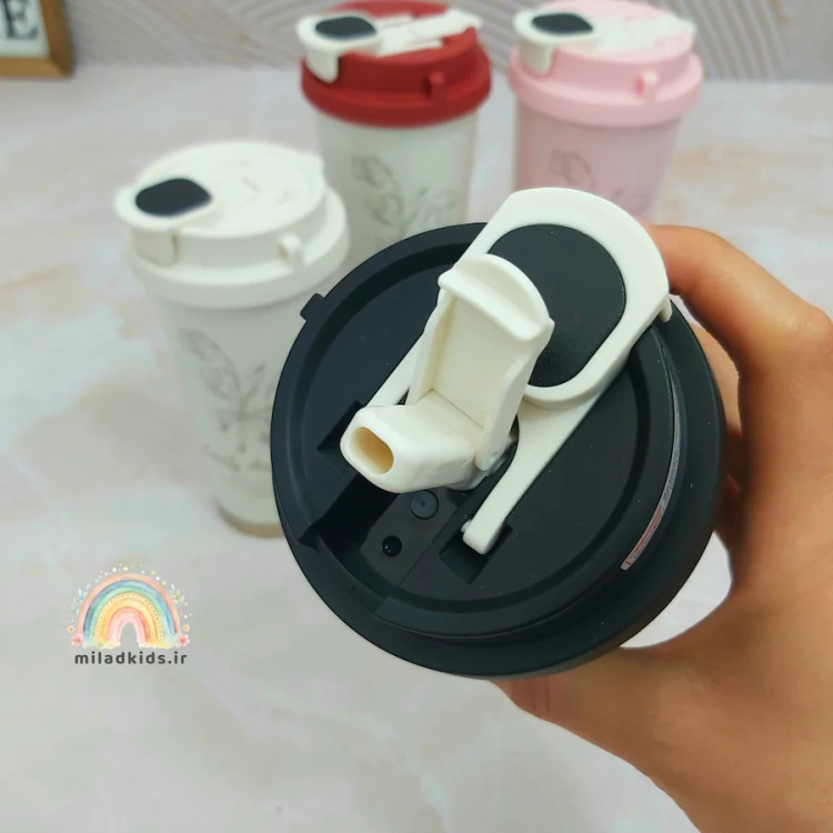 نی نوش تراول ماگ دو حالته گلدار حجم 530 میلی لیتر