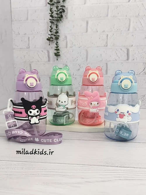 قمقمه دور سیلیکونی نی دار طرح کرومی،مای ملودی،سینامورول،پوچاکو